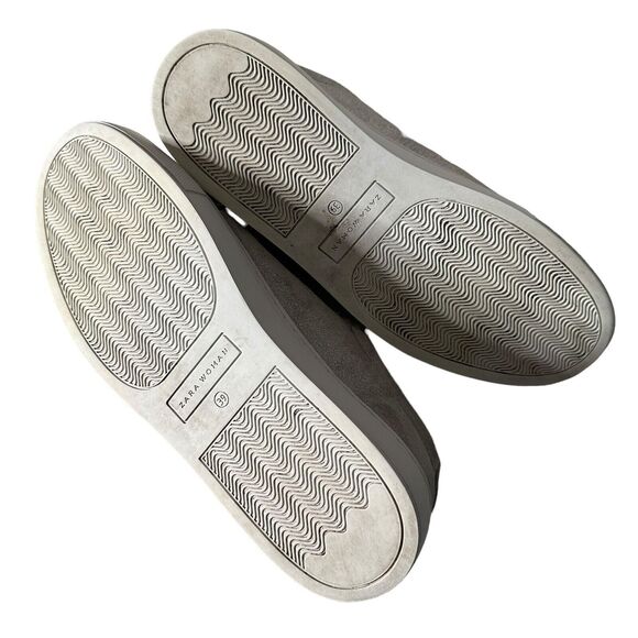 ZARA Women Metallic Glitter Silver Lace Up Fashion Sneakers Size EU 39 US 8 - Picture 12 of 14